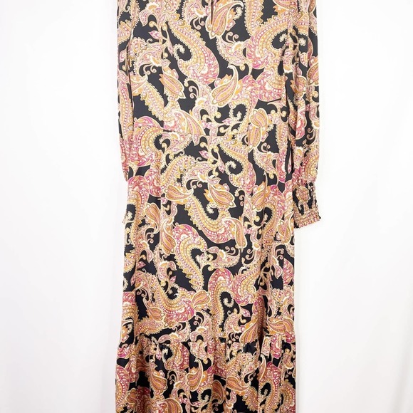 Who What Wear Paisley Maxi Dress Size L Print Puff Long Sleeve Dress - Picture 3 of 9